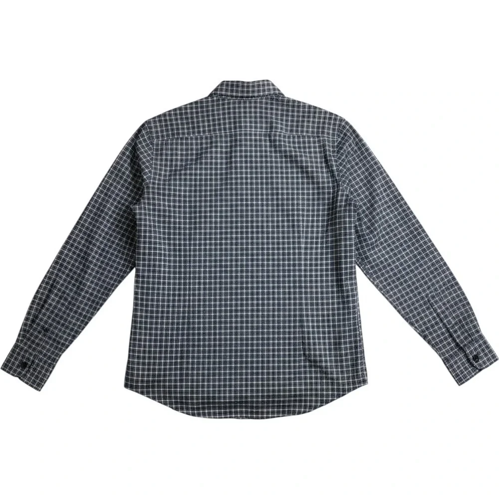 Gucci Mens Skinny Fit Checkered Long Sleeve Button Down Shirt Blue White Italy